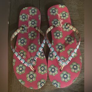 Vera Bradley Pink Floral Flip Flips size 11